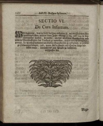 Sectio VI. De Cura Infantum.