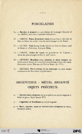 Porcelaines (Nr. 34-39)