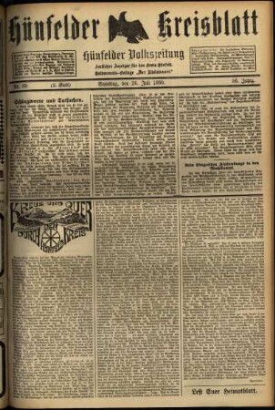 Zweite Ausgabe vom Samstag, den 26. Juli 1930.