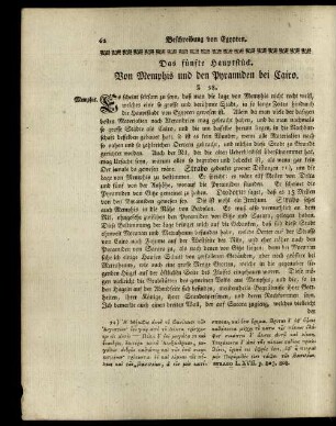 Das fünfte Hauptstück. Von Memphis und den Pyramiden bei Cairo