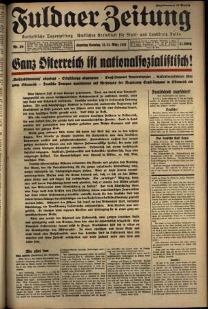 Ausgabe vom Samstag, den 12. März 1938.
