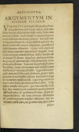 Argumentum In Decimam Eclogam
