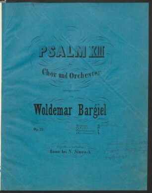 Psalm XIII für Chor und Orchester : op. 25