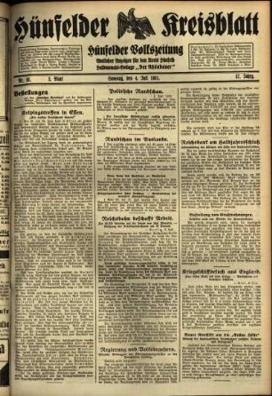Zweite Ausgabe vom Samstag, den 04. Juli 1931.