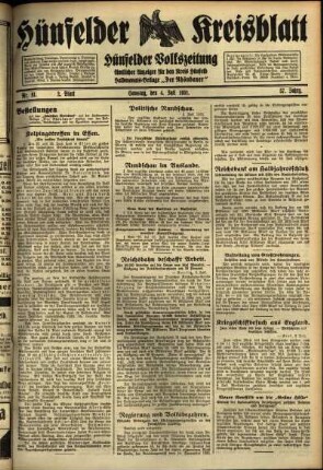 Zweite Ausgabe vom Samstag, den 04. Juli 1931.