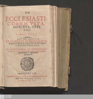 De Ecclesiasticorvm Vita, Moribvs, Officiis Libri Tres