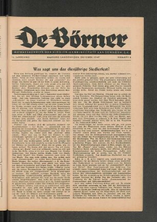 14. Jahrgang, Hamburg-Langenhorn, Oktober 1949, Nummer 6