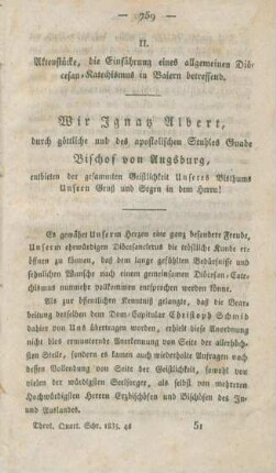 759-766 Aktenstücke, die Einführung des allgemeinen Diöcesan-Katechismus in Baiern betreffend