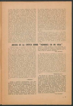 Juicios de la crítica sobre "Hombres en mi vida"
