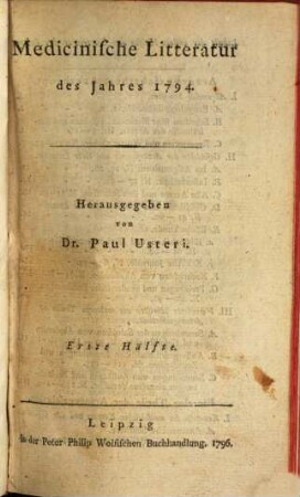 Medicinische Litteratur : des Jahres ... 1794