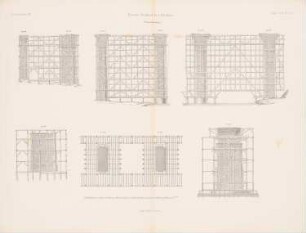 Neiße-Viadukt, Görlitz: Ansichten, Pfeilerrüstungen (aus: Atlas zur Zeitschrift für Bauwesen, hrsg. v. G. Erbkam, Jg. 5, 1855)