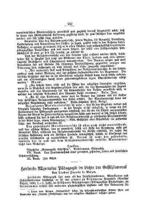 Herbarts Allgemeine Pädagogik im Lichte der Gefühlsmoral