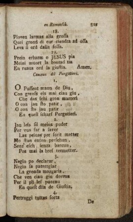 Canzun dil Purgatieri. - Canzun dellas pli fuenter caussas dil Christgiaun.