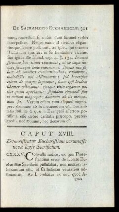 Caput XVIII. Demonstratur Eucharistiam verum esse novae legis Sacrificium