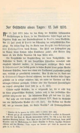 40-55 Zur Geschichte eines Tages : 12. Juli 1870