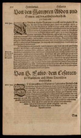 Von S. Fabio/ dem Cesareenser Martyrern/ ...