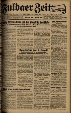 Ausgabe vom Mittwoch, den 02. August 1939.