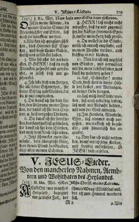 V. Jesus Lieder von den mancherley Nahmen, Aembtern und Wohlthaten des Heylandes
