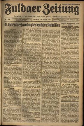 Ausgabe vom Dienstag, den 25. August 1925.