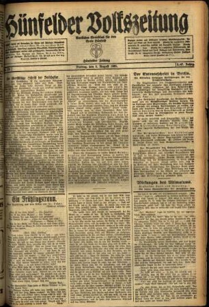 Ausgabe vom Freitag, den 05. August 1921.