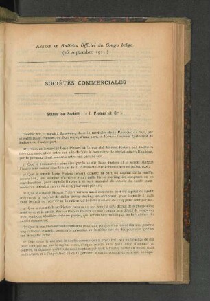 Annexe du Bulletin Officiel du Congo belge. (25 septembre 1911.)