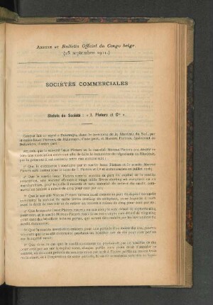 Annexe du Bulletin Officiel du Congo belge. (25 septembre 1911.)