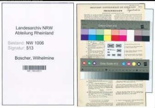 Entnazifizierung Wilhelmine Boscher , geb. 05.06.1905 ()