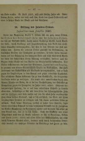 16. Stiftung des Jesuiten-Ordens. Ignatius von Loyola (1540)