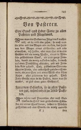 Von Pasteten.