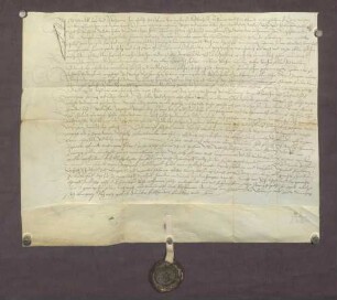Gültbrief von Einwohnern, der Stadt Ladenburg und der Dörfer Schriesheim, Lützelsachsen, Heddesheim, Käfertal, Neckarhausen und Ilvesheim gegenüber der St. Sebastians-Kirche in Ladenburg.
