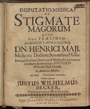 Disputatio Medica De Stigmate Magorum