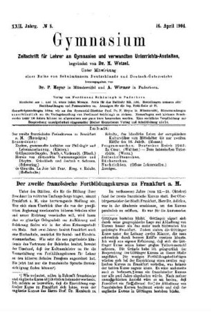 Der zweite französische Fortbildungskursus zu Frankfurt a. M.