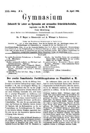 Der zweite französische Fortbildungskursus zu Frankfurt a. M.