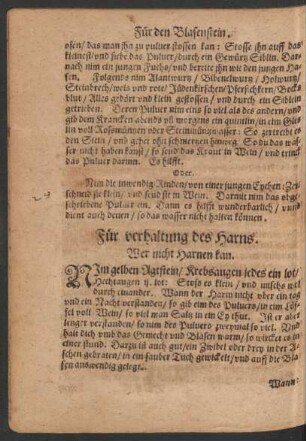 Für verhaltung des Harns.