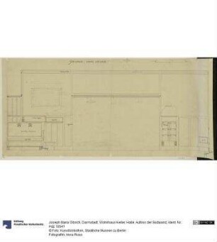 Darmstadt, Wohnhaus Keller, Halle, Aufriss der Südwand