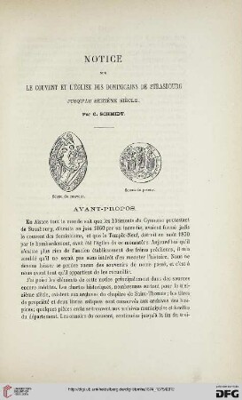 2.Ser. 9.1874/75: Notice sur le couvent et l'église des dominicains de Strasbourg jusqu'au seiziéme siécle