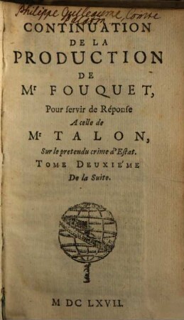 Recueil Des Defenses De Mr. Fouquet. [7] = Tome 2 de la suite, Continuation De La Production ...
