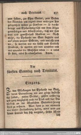 Am fünften Sonntag nach Trinitatis