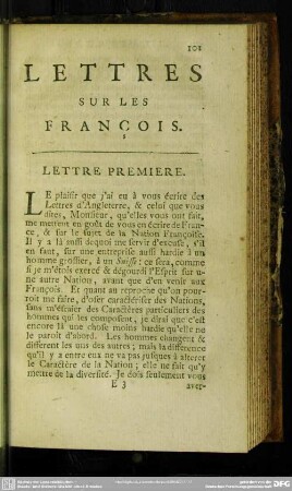 Lettres Sur Les Francois