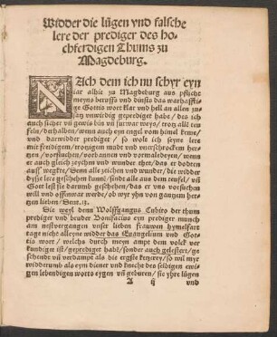 Widder die lügen und falsche lere der prediger des hochferdigen Thums zu Magdeburg.