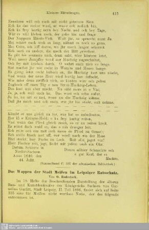 Das Wappen der Stadt Meißen im Leipziger Ratsschatz