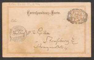 Postkarte an Friedrich Spitta : 23.09.1897