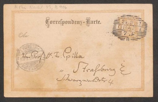 Postkarte an Friedrich Spitta : 23.09.1897