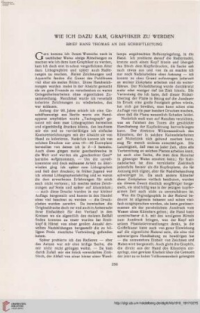 32: Wie ich dazu kam, Graphiker zu werden : Brief Hans Thomas an die Schriftleitung