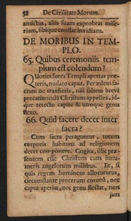 De Moribus In Templo = Vom Verhalten in der Kirchen?