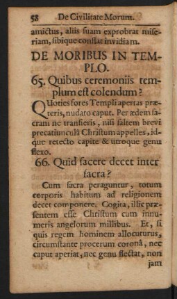 De Moribus In Templo = Vom Verhalten in der Kirchen?