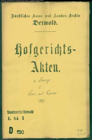 von Donop, Franz Anton gegen Raphael Levi und Joseph Leeser - Genehmigung eines Vertrages