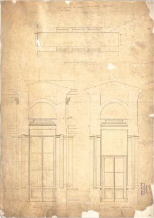 Klenze, Leo von; St. Petersburg (Russland); Eremitage - Passage zwischen Museum u. Eremitage (Grundriss, Schnitte)