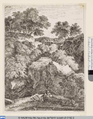 Felsige Landschaft mit Einsiedler