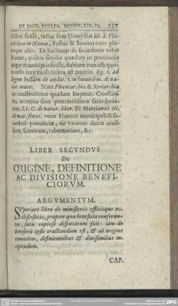 Liber Secundus De Origine, Definitione Ac Divisione Beneficiorum